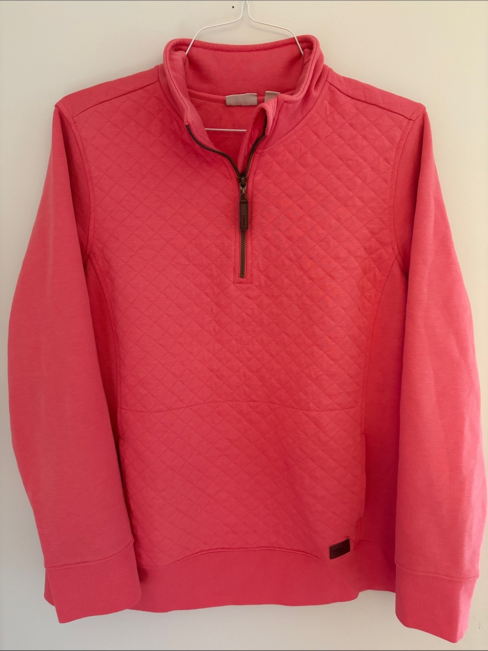 L.L. Bean Women's Quilted Half-Zip Sweater - Coral